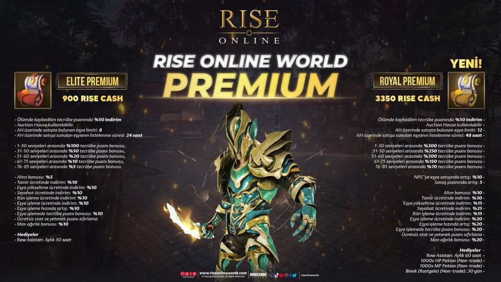 Rise Online Yeni Premium Paketi: Royal Premium